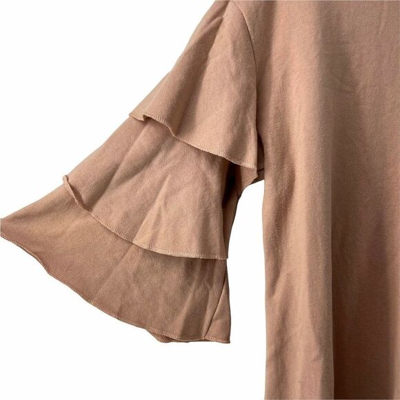 Dramatic Tiered Ruffle Sleeve Dress Womens Size 2X Blush Pink Knit Knee Length - Picture 2 of 5